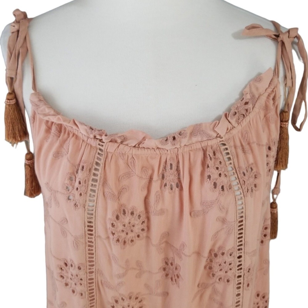 Nicole Miller Artelier Floral Eyelet Mini Dress Terracotta Pink Boho Small - Picture 4 of 14